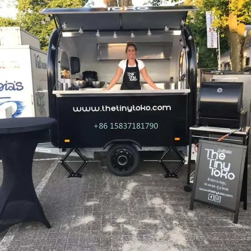 Street Food Snacks - Remolque de Comida Pequeño, Negro, Personalizado,
