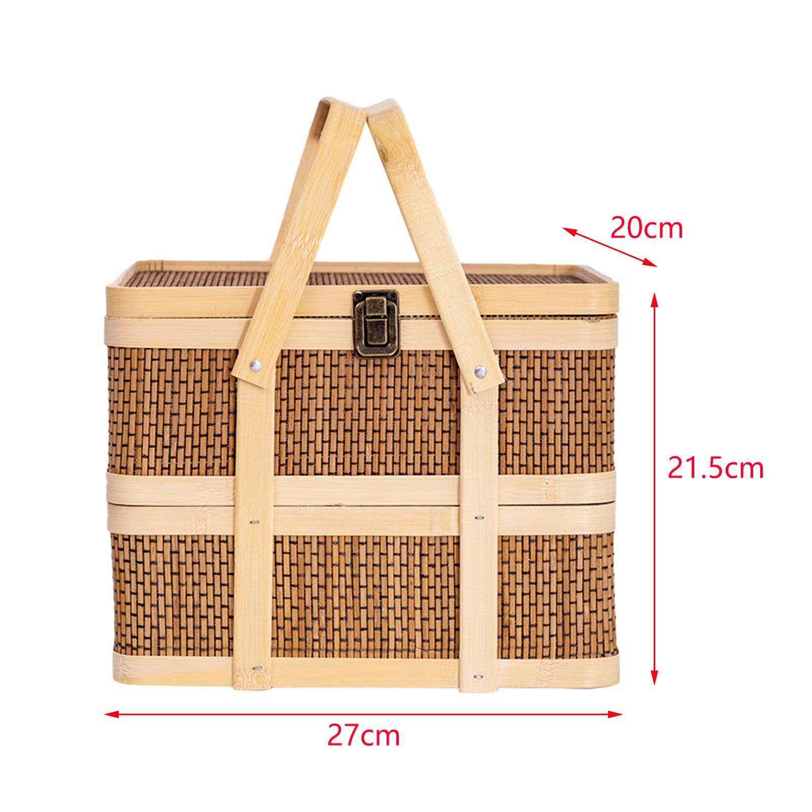 Cesta de Picnic Tejida, Cesta  - Snacks Food Hamper Basket reseña y precio